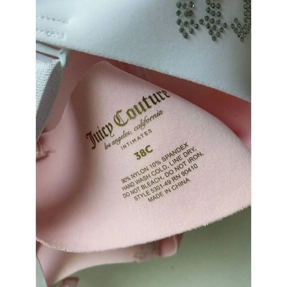 2 Pack Juicy Couture Bra Sz 38C SEXY Push Up JC5301 Bling White Pink Logo NEW - Picture 7 of 7